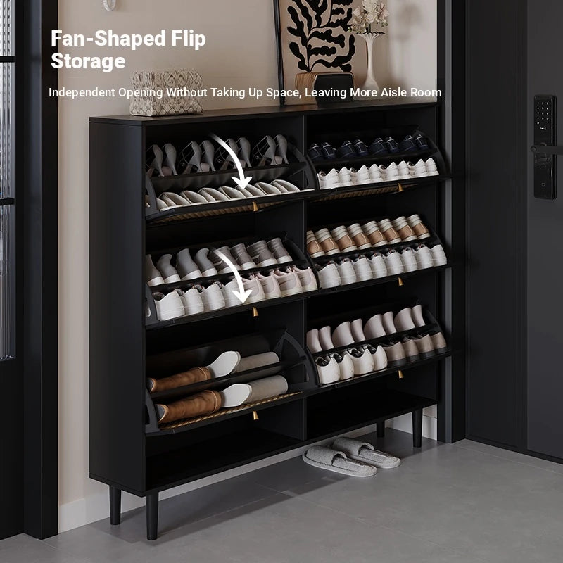 Stylish Shoe Cabinet with Woven Baskets - Organize Your Entryway in Style! hmz-4948