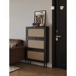 Stylish Shoe Cabinet with Woven Baskets - Organize Your Entryway in Style! hmz-4948