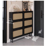 Stylish Shoe Cabinet with Woven Baskets - Organize Your Entryway in Style! hmz-4948