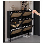Stylish Shoe Cabinet with Woven Baskets - Organize Your Entryway in Style! hmz-4948