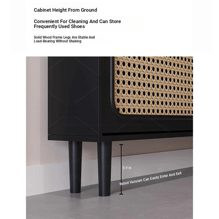 Stylish Shoe Cabinet with Woven Baskets - Organize Your Entryway in Style! hmz-4948