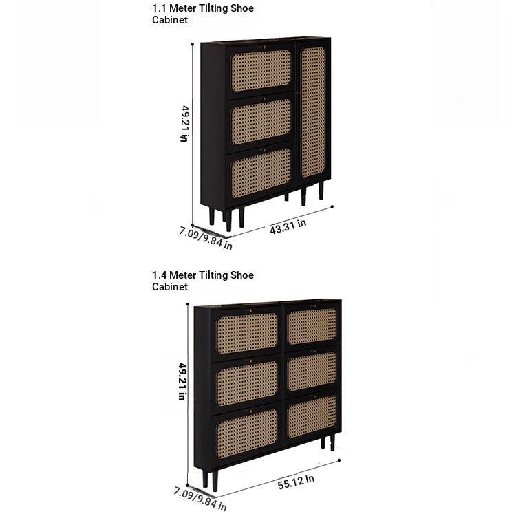 Stylish Shoe Cabinet with Woven Baskets - Organize Your Entryway in Style! hmz-4948