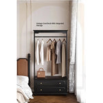 Chic Solid Wood Storage Rack with Hanging Rod and Drawer for Stylish Organization hmz-4949