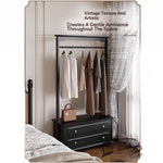 Chic Solid Wood Storage Rack with Hanging Rod and Drawer for Stylish Organization hmz-4949