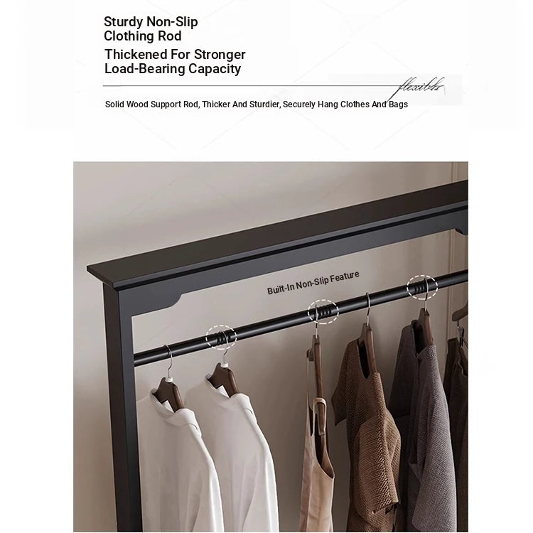 Chic Solid Wood Storage Rack with Hanging Rod and Drawer for Stylish Organization hmz-4949