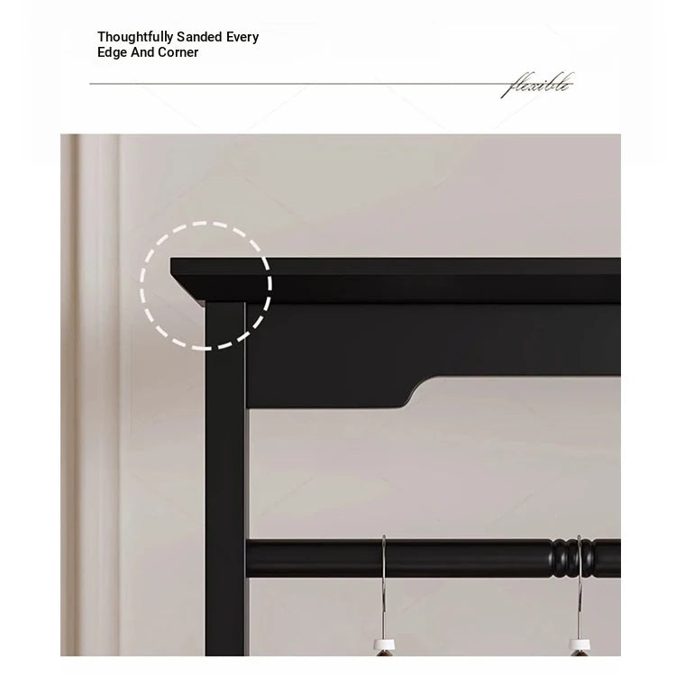 Chic Solid Wood Storage Rack with Hanging Rod and Drawer for Stylish Organization hmz-4949