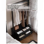 Chic Solid Wood Storage Rack with Hanging Rod and Drawer for Stylish Organization hmz-4949