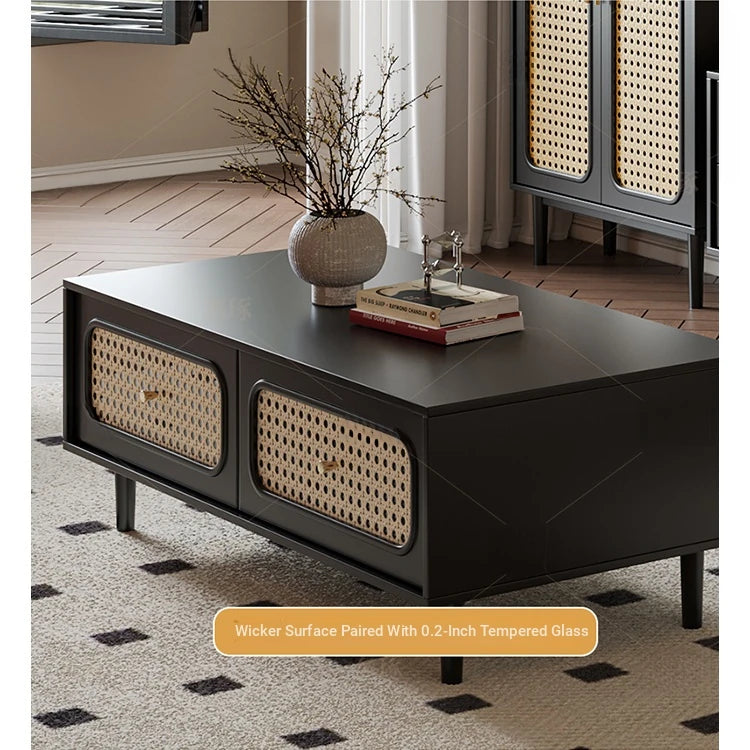 Stylish Solid Wood Tea Table with Tempered Glass Top - Perfect for Modern Living Rooms hmz-4950