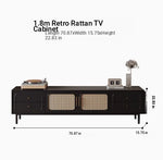 Stylish Solid Wood TV Cabinet with Tempered Glass and Elegant Rattan Design - Perfect for Modern Living Rooms! hmz-4951