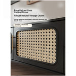 Stylish Solid Wood TV Cabinet with Tempered Glass and Elegant Rattan Design - Perfect for Modern Living Rooms! hmz-4951