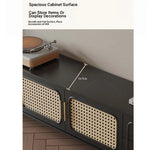 Stylish Solid Wood TV Cabinet with Tempered Glass and Elegant Rattan Design - Perfect for Modern Living Rooms! hmz-4951