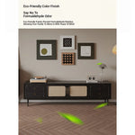 Stylish Solid Wood TV Cabinet with Tempered Glass and Elegant Rattan Design - Perfect for Modern Living Rooms! hmz-4951