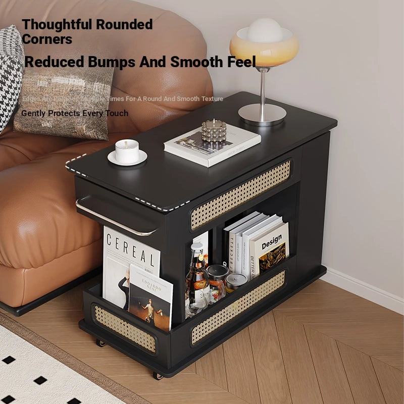 Stylish Tea Table with Storage and Rolling Wheels - Perfect for Modern Living Rooms hmz-4952