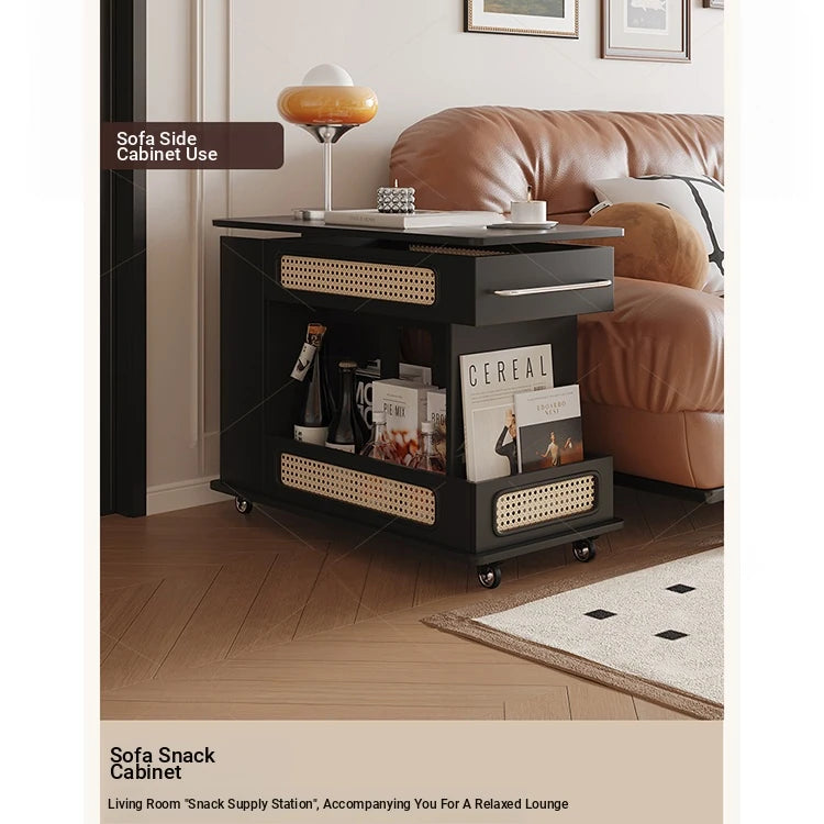 Stylish Tea Table with Storage and Rolling Wheels - Perfect for Modern Living Rooms hmz-4952