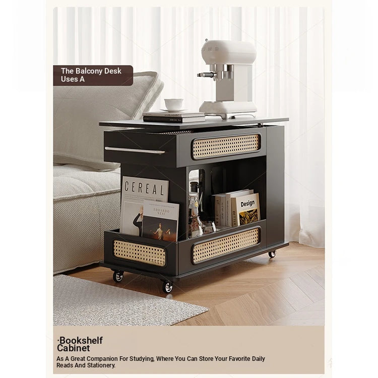 Stylish Tea Table with Storage and Rolling Wheels - Perfect for Modern Living Rooms hmz-4952