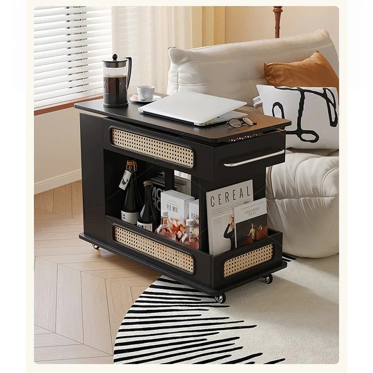 Stylish Tea Table with Storage and Rolling Wheels - Perfect for Modern Living Rooms hmz-4952
