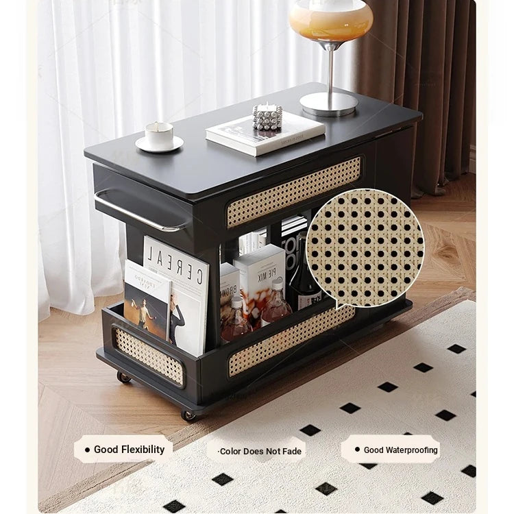 Stylish Tea Table with Storage and Rolling Wheels - Perfect for Modern Living Rooms hmz-4952