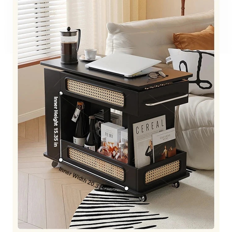 Stylish Tea Table with Storage and Rolling Wheels - Perfect for Modern Living Rooms hmz-4952