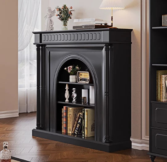 Elegant Black Cabinet with Stylish Shelves – Modern Home Storage Solution hmz-4953