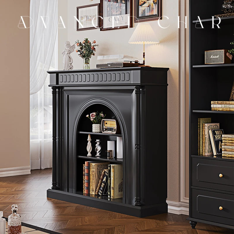 Elegant Black Cabinet with Stylish Shelves – Modern Home Storage Solution hmz-4953
