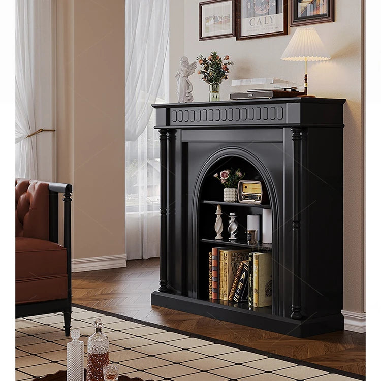 Elegant Black Cabinet with Stylish Shelves – Modern Home Storage Solution hmz-4953