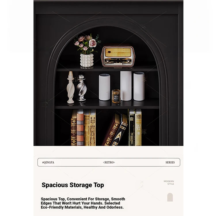 Elegant Black Cabinet with Stylish Shelves – Modern Home Storage Solution hmz-4953