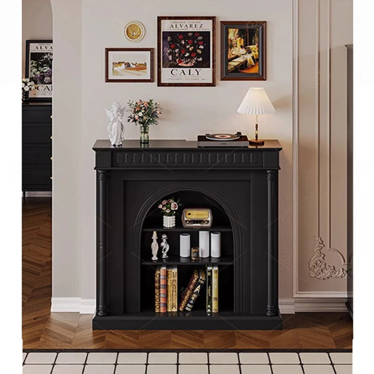 Elegant Black Cabinet with Stylish Shelves – Modern Home Storage Solution hmz-4953