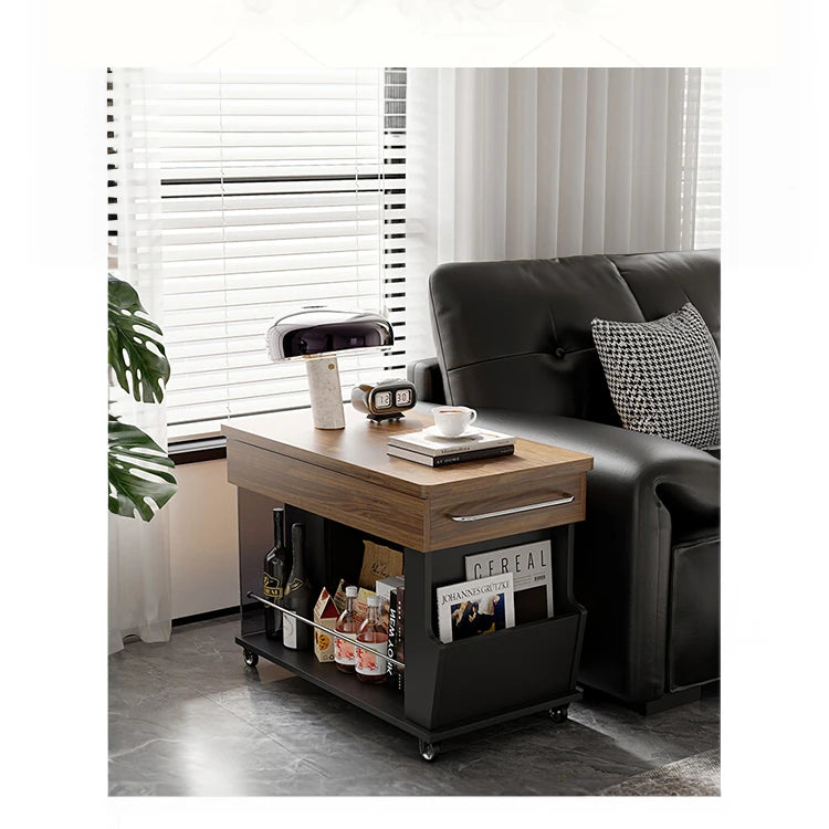 Stylish Modern Tea Table with Tempered Glass Top and Storage - Perfect for Living Room Decor hmz-4954