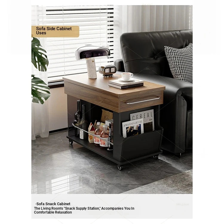Stylish Modern Tea Table with Tempered Glass Top and Storage - Perfect for Living Room Decor hmz-4954