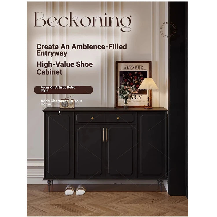Stylish Black Cabinet with Gold Accents - Ideal Storage Solution for Modern Interiors hmz-4955