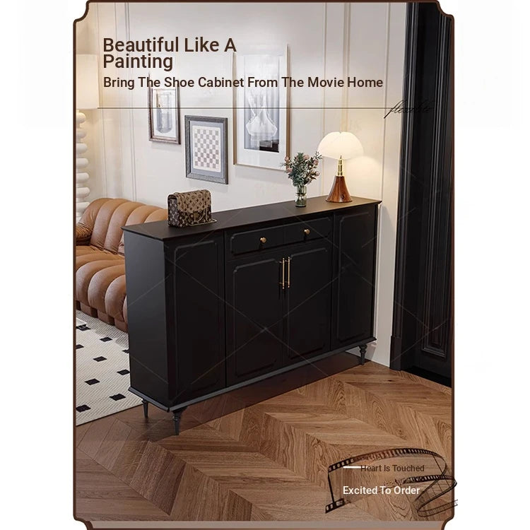 Stylish Black Cabinet with Gold Accents - Ideal Storage Solution for Modern Interiors hmz-4955