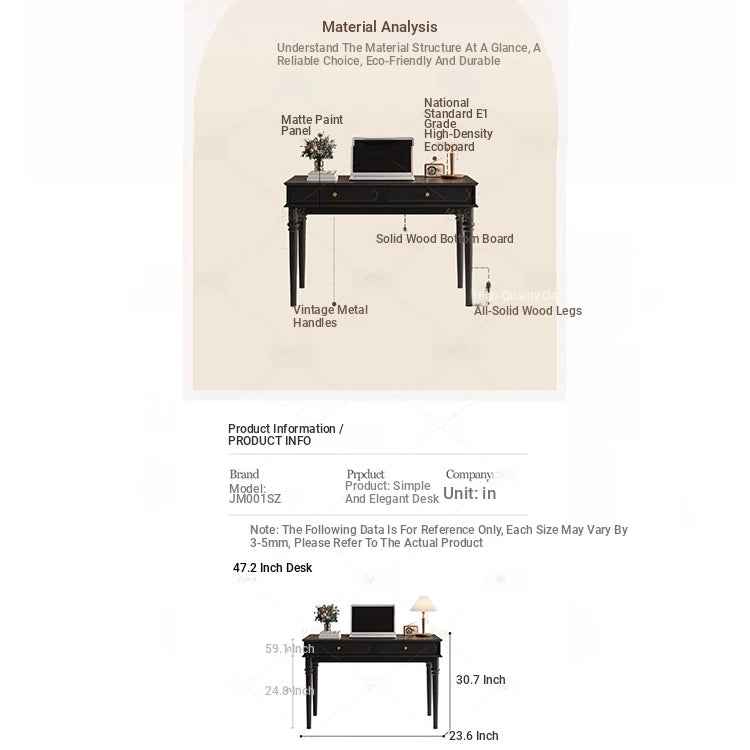 Stylish Solid Wood Desk with Drawer - Elegant Home Office Furniture hmz-4959
