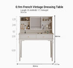 Elegant Solid Wood Makeup Table with Glass Mirror - Stylish Vanity with Spacious Storage for Beauty Essentials hmz-4960