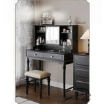 Elegant Solid Wood Makeup Table with Glass Mirror - Stylish Vanity with Spacious Storage for Beauty Essentials hmz-4960