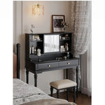 Elegant Solid Wood Makeup Table with Glass Mirror - Stylish Vanity with Spacious Storage for Beauty Essentials hmz-4960