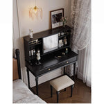 Elegant Solid Wood Makeup Table with Glass Mirror - Stylish Vanity with Spacious Storage for Beauty Essentials hmz-4960