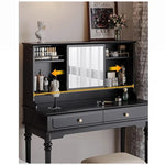 Elegant Solid Wood Makeup Table with Glass Mirror - Stylish Vanity with Spacious Storage for Beauty Essentials hmz-4960