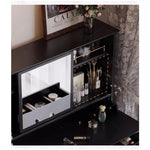 Elegant Solid Wood Makeup Table with Glass Mirror - Stylish Vanity with Spacious Storage for Beauty Essentials hmz-4960