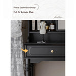 Elegant Solid Wood Makeup Table with Glass Mirror - Stylish Vanity with Spacious Storage for Beauty Essentials hmz-4960