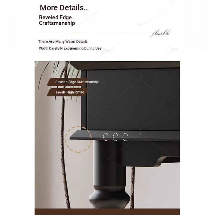 Elegant Solid Wood Makeup Table with Glass Mirror - Stylish Vanity with Spacious Storage for Beauty Essentials hmz-4960