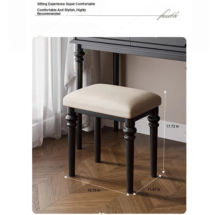 Elegant Solid Wood Makeup Table with Glass Mirror - Stylish Vanity with Spacious Storage for Beauty Essentials hmz-4960