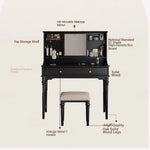 Elegant Solid Wood Makeup Table with Glass Mirror - Stylish Vanity with Spacious Storage for Beauty Essentials hmz-4960