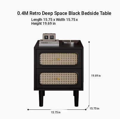 Stylish Solid Wood Bedside Cupboard with Tempered Glass Top – Elegant Two-Drawer Nightstand for Modern Bedrooms hmz-4961