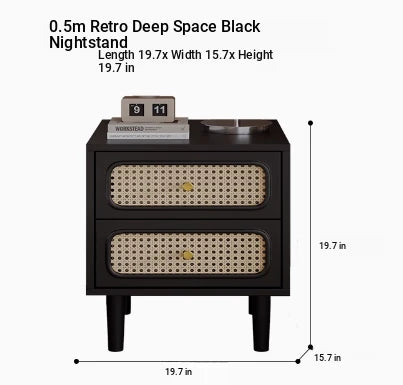 Stylish Solid Wood Bedside Cupboard with Tempered Glass Top – Elegant Two-Drawer Nightstand for Modern Bedrooms hmz-4961