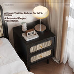 Stylish Solid Wood Bedside Cupboard with Tempered Glass Top – Elegant Two-Drawer Nightstand for Modern Bedrooms hmz-4961