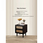 Stylish Solid Wood Bedside Cupboard with Tempered Glass Top – Elegant Two-Drawer Nightstand for Modern Bedrooms hmz-4961