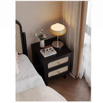 Stylish Solid Wood Bedside Cupboard with Tempered Glass Top – Elegant Two-Drawer Nightstand for Modern Bedrooms hmz-4961