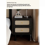 Stylish Solid Wood Bedside Cupboard with Tempered Glass Top – Elegant Two-Drawer Nightstand for Modern Bedrooms hmz-4961