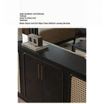 Sleek Solid Wood Cabinet with Tempered Glass Accents and Stylish Rattan Detail hmz-4962