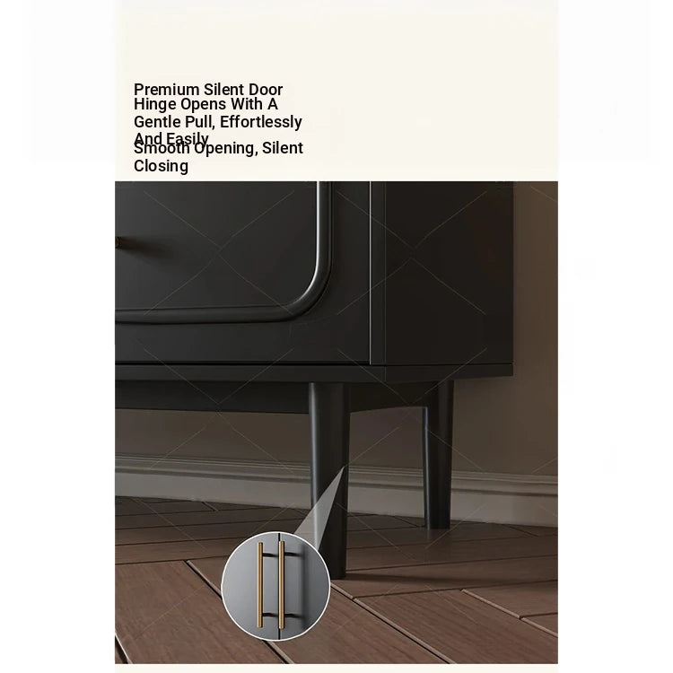 Sleek Solid Wood Cabinet with Tempered Glass Accents and Stylish Rattan Detail hmz-4962